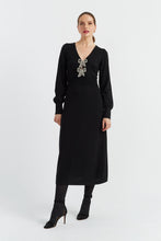 Load image into Gallery viewer, Black Merino Bow Brooch Dress