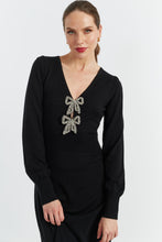 Load image into Gallery viewer, Black Merino Bow Brooch Dress