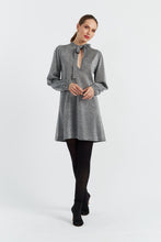 Load image into Gallery viewer, Silver Lurex Pussy-Bow Dress