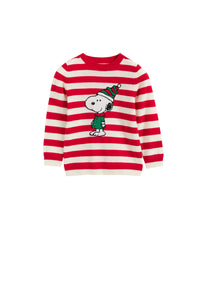 Red Wool-Cashmere Kid's Snoopy Christmas Elf Sweater