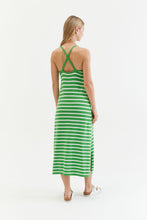 Load image into Gallery viewer, Green Cotton-Linen Summer Breton Dress