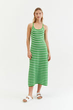 Load image into Gallery viewer, Green Cotton-Linen Summer Breton Dress