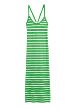 Load image into Gallery viewer, Green Cotton-Linen Summer Breton Dress