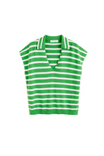 Load image into Gallery viewer, Green Cotton-Linen Breton Polo T-shirt