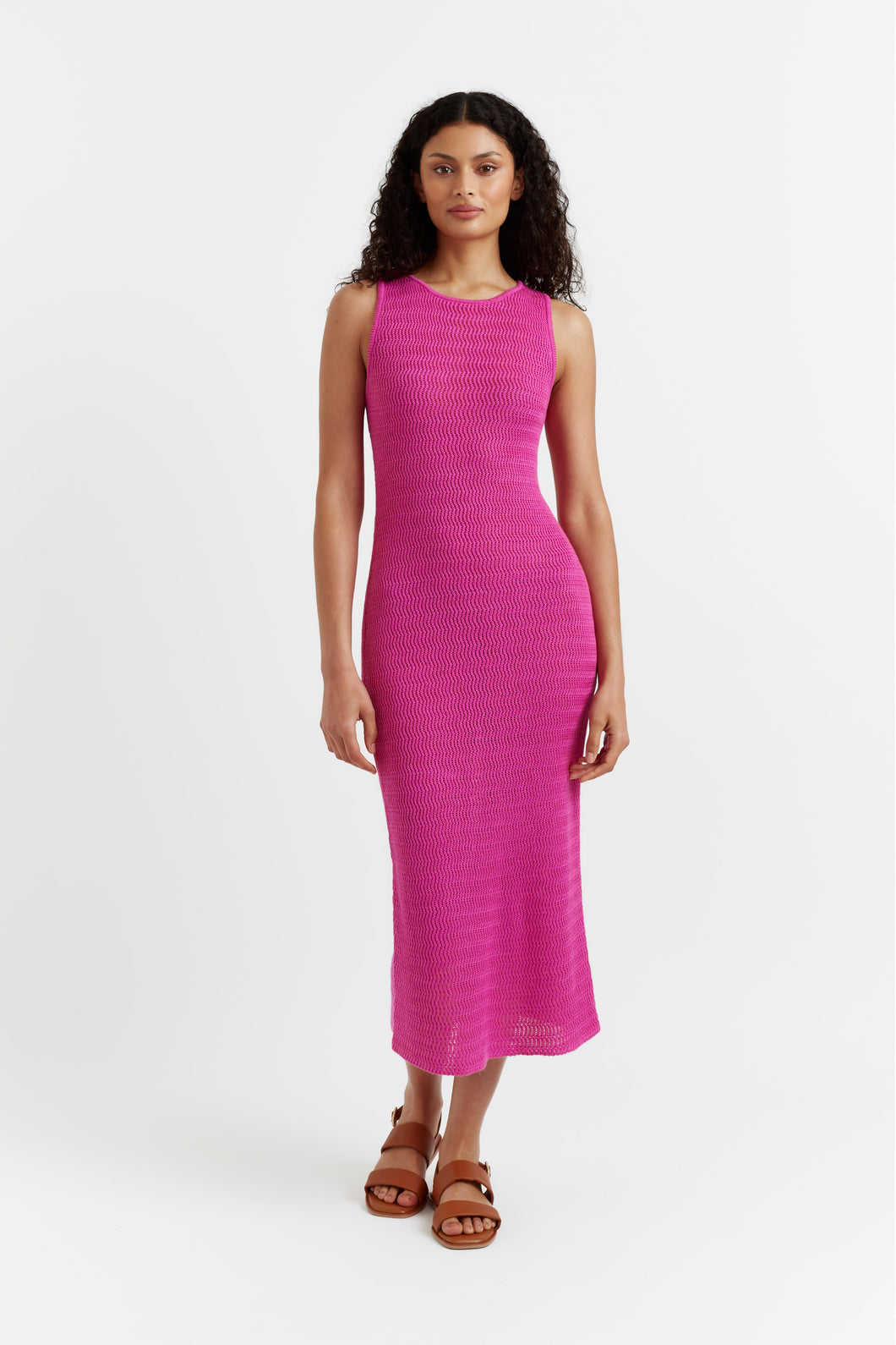 Berry-Pink Linen-Cotton Ibiza Dress