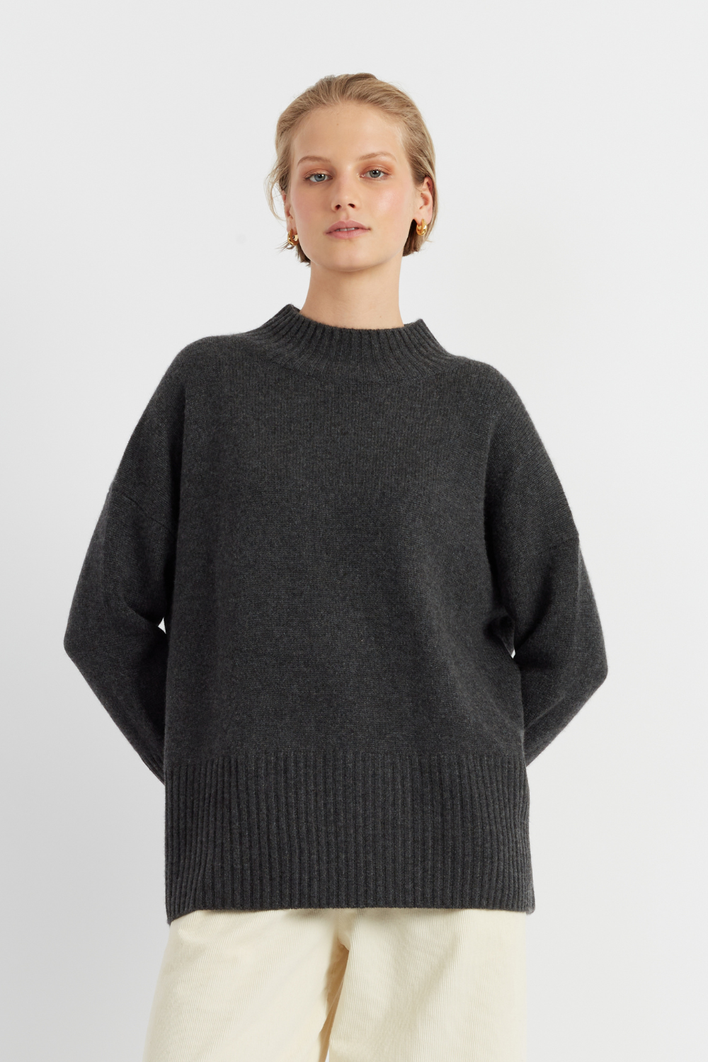 Charcoal Pure Cashmere Comfort Sweater